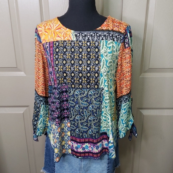 Multiples Tops - NWT Multiples Colorful Patchwork Women's Top Size Small